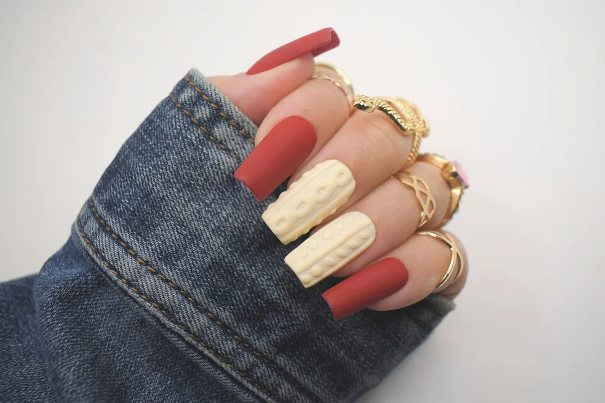 Burgundy Sweater Nails