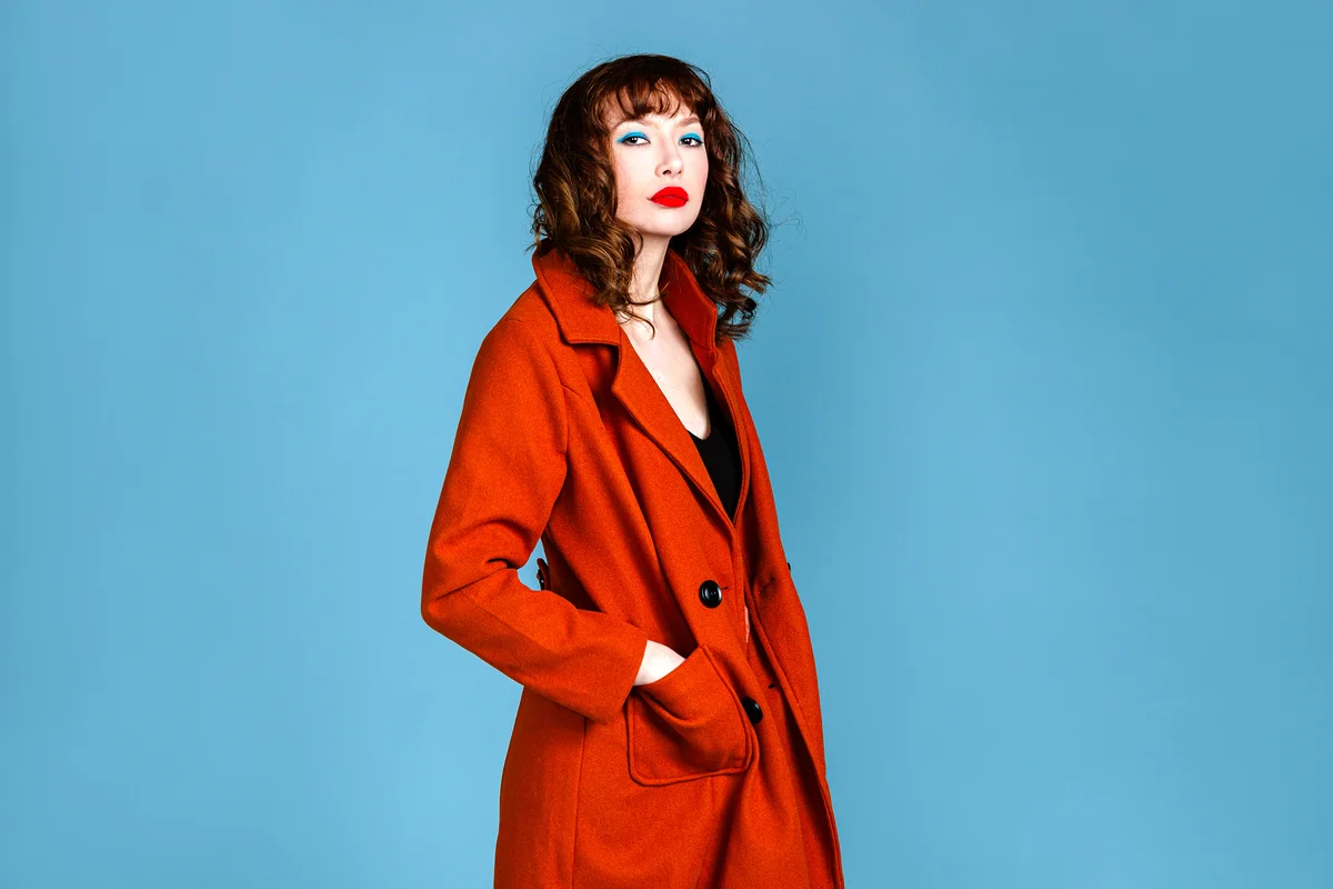 Woman wearing red coat