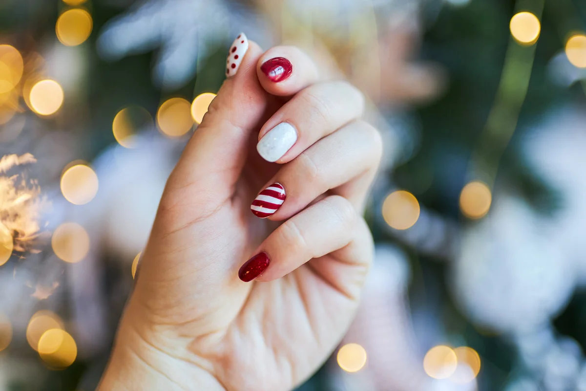 Christmas New Year manicure abstract nail design