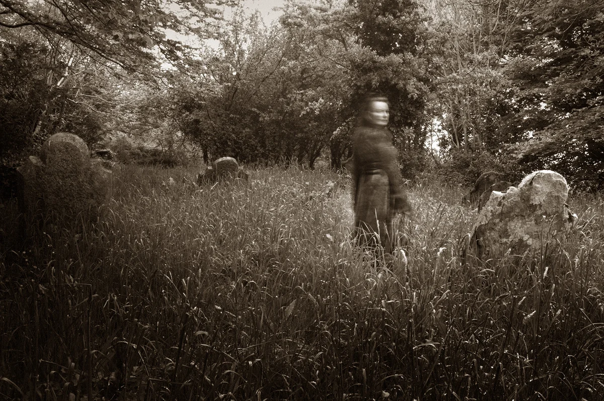 ghost in cemetery