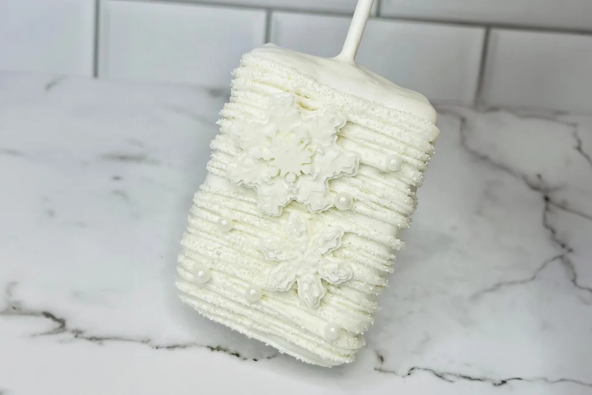 White Rice Krispie Treat White Snowflake Winter Party