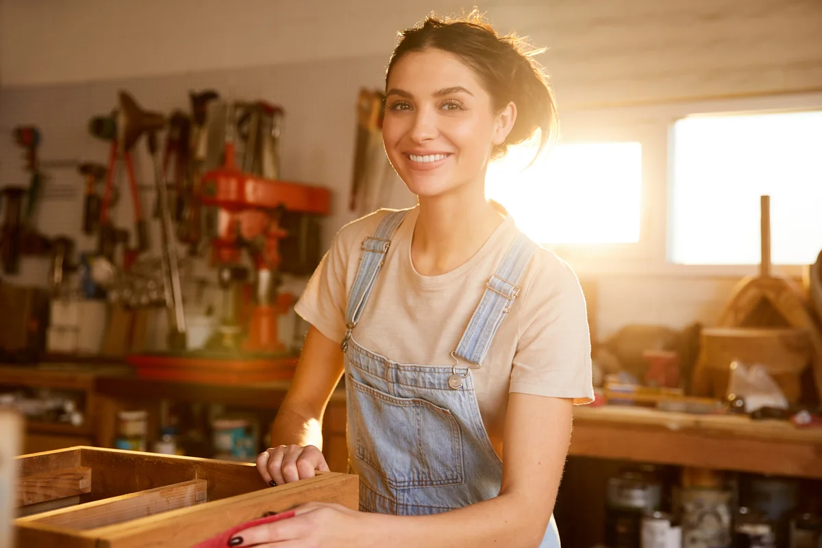 Woman woodworking
