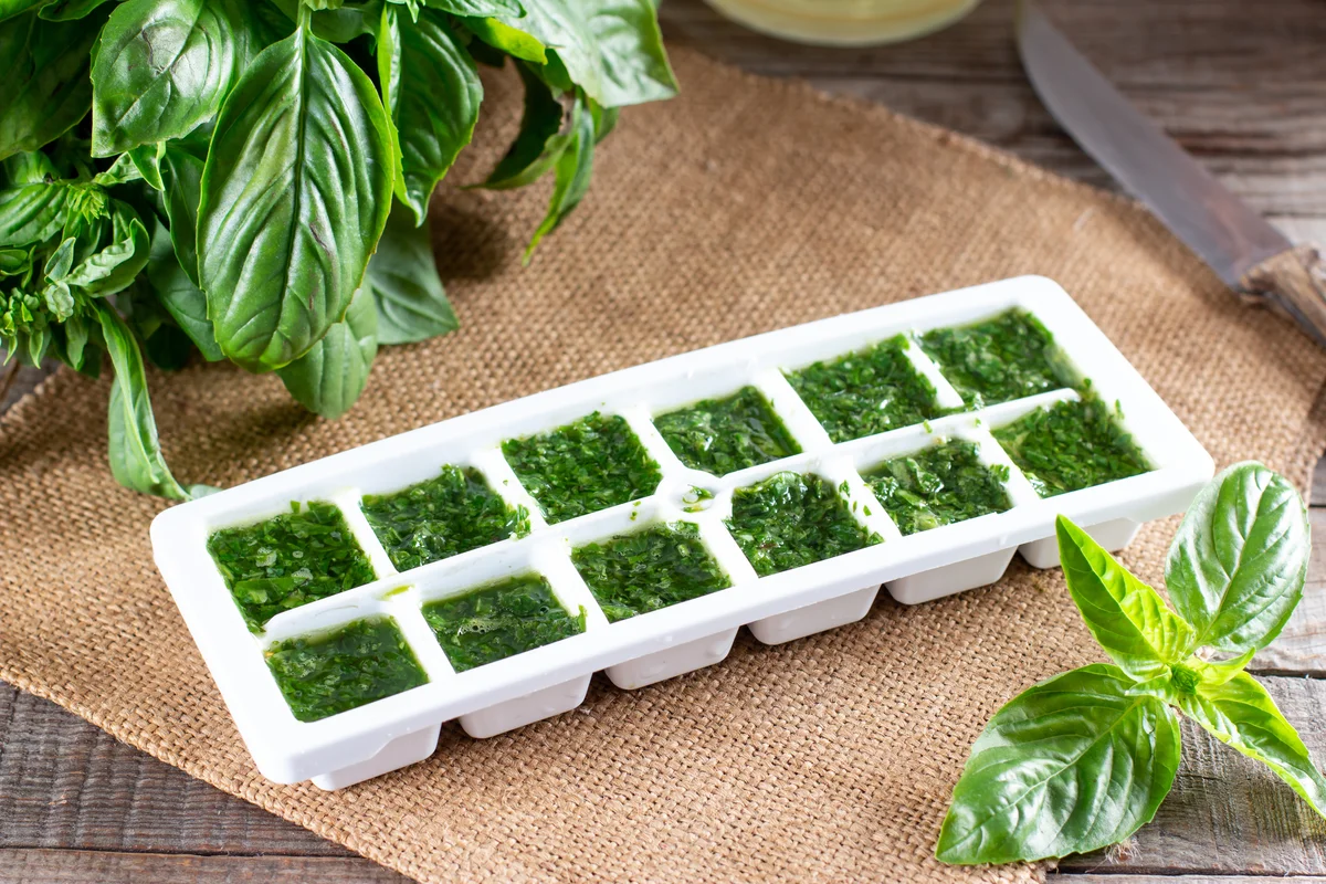 basil ice cubes
