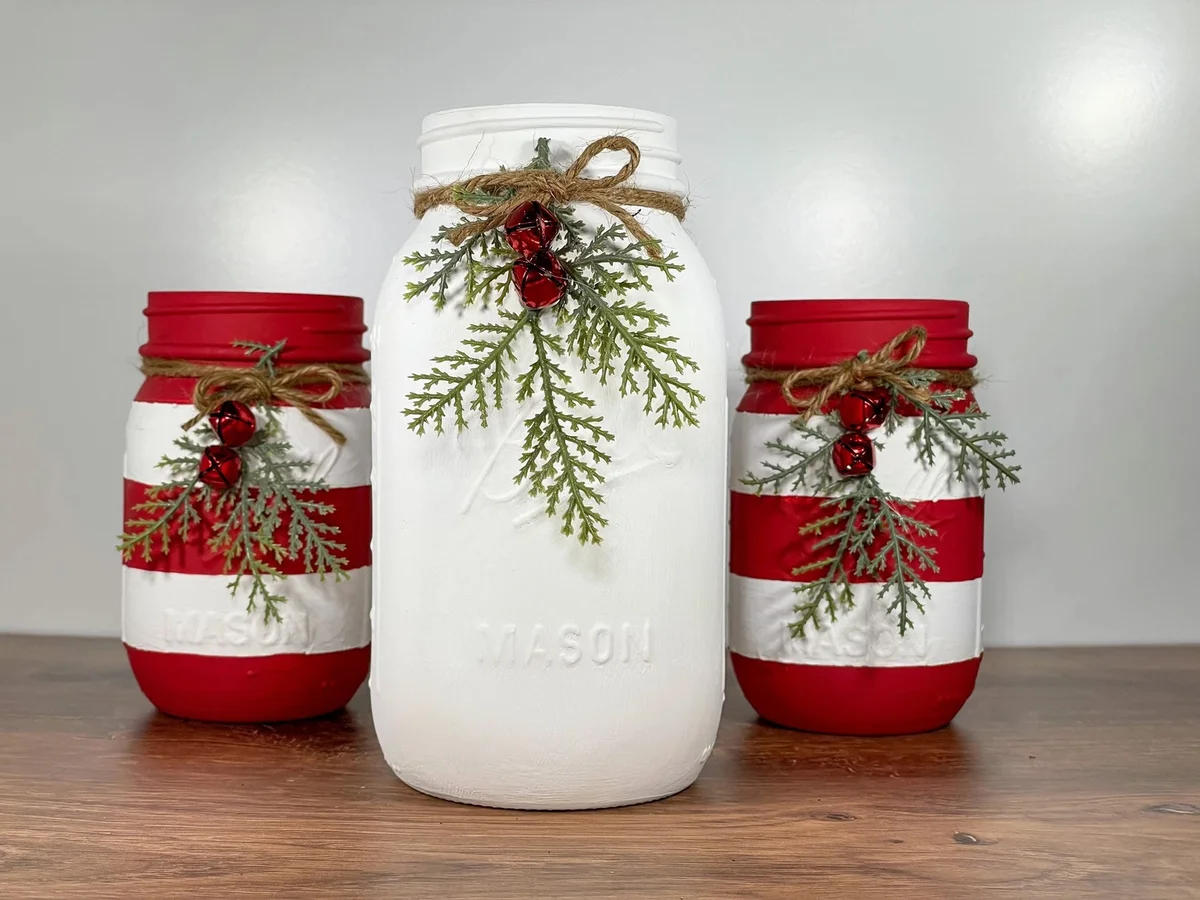 Candy Cane Mason Jars