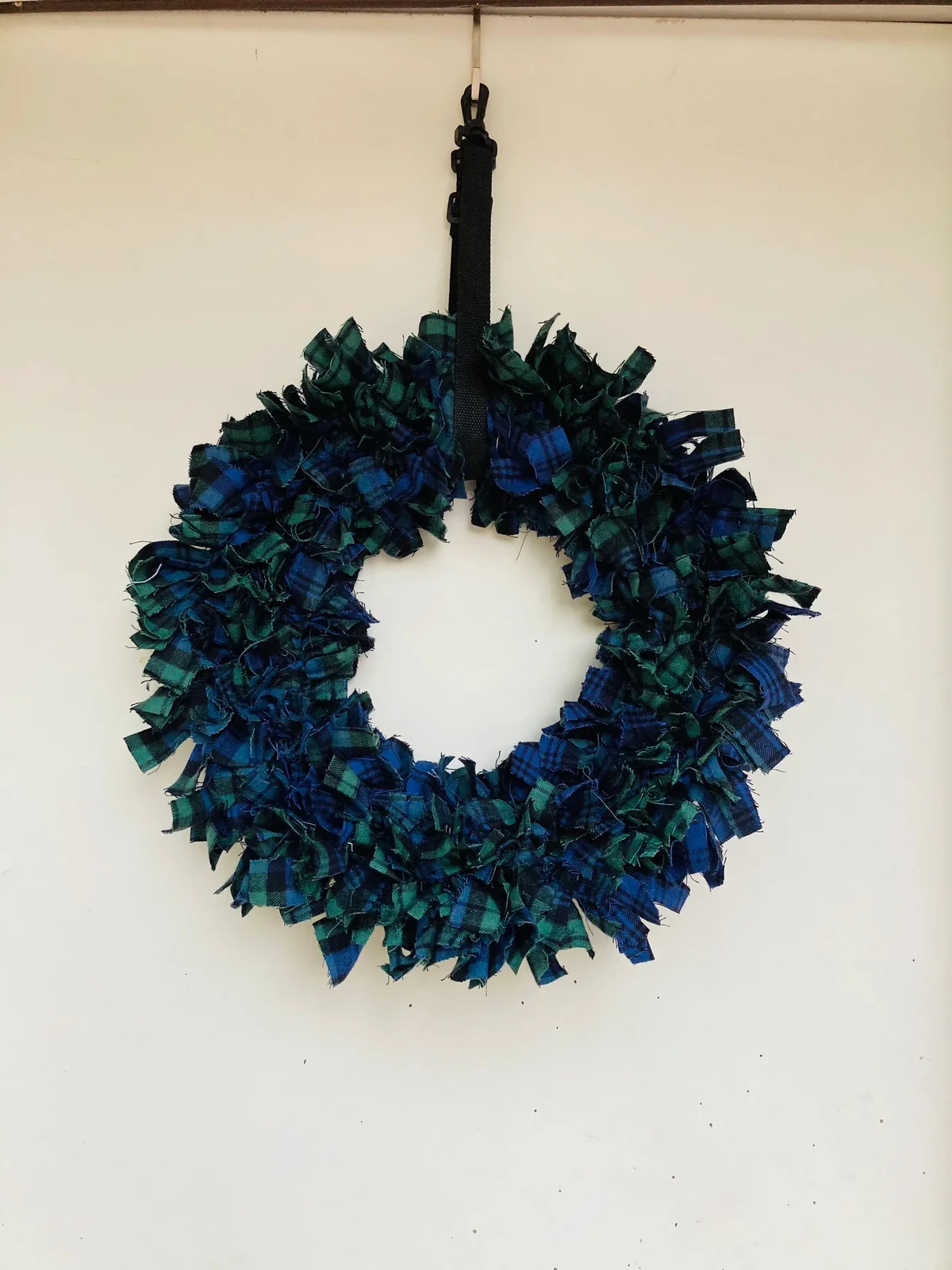 Christmas Wreath made with upcycled flannel