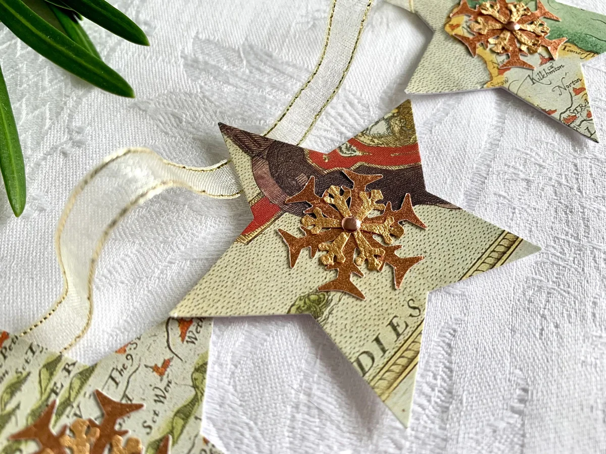 Vintage Upcycled Map Star Garland