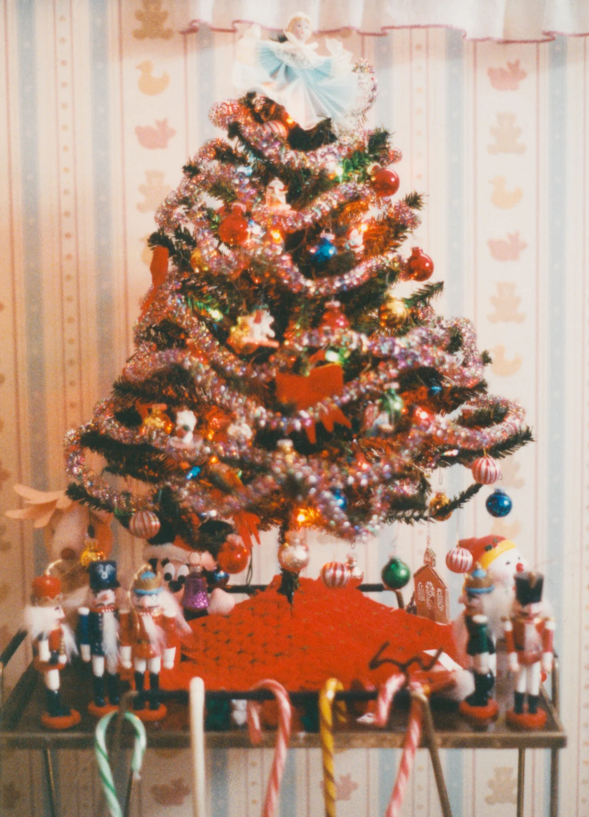 Small Christmas Tree with Ornaments Vintage
