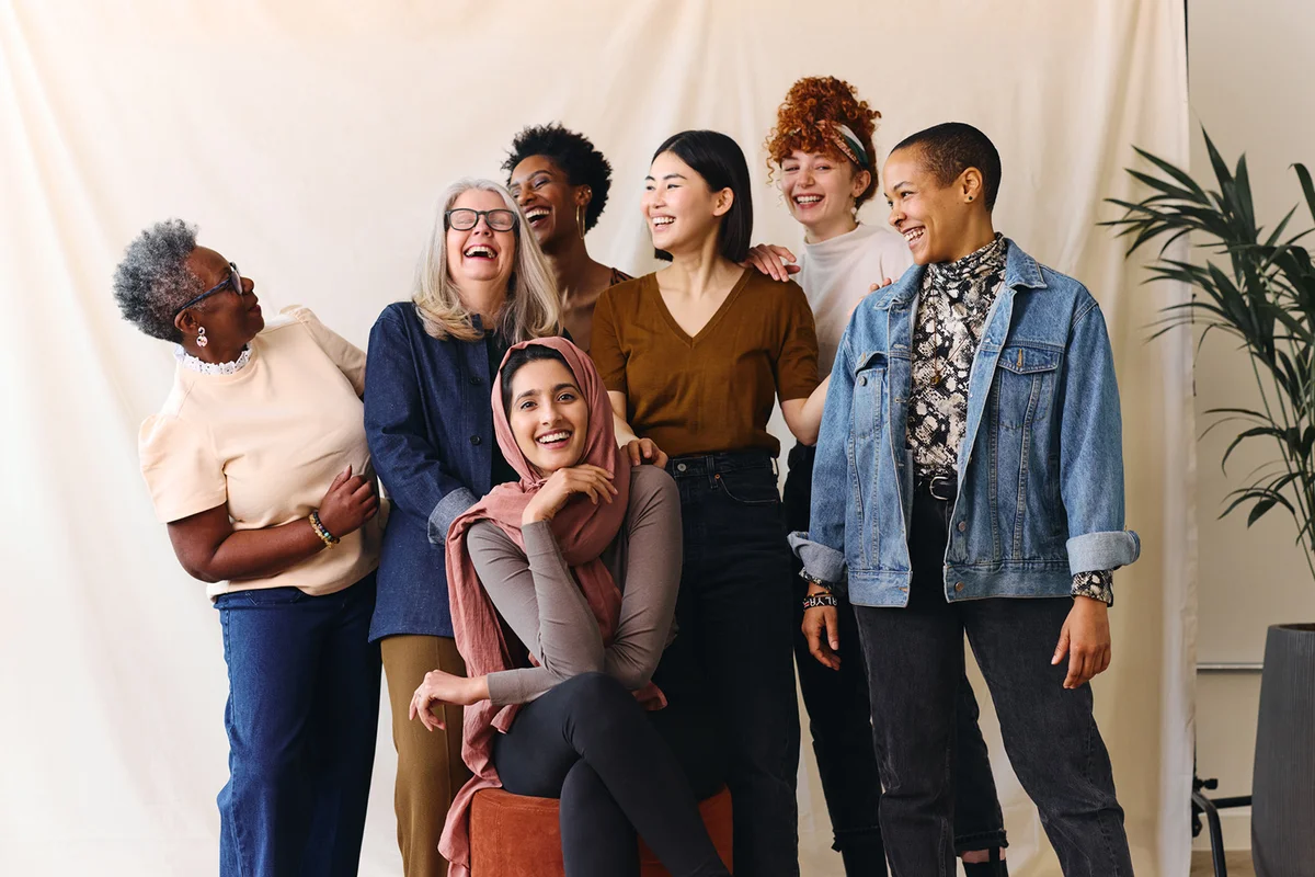 cheerful mixed age range multi ethnic women