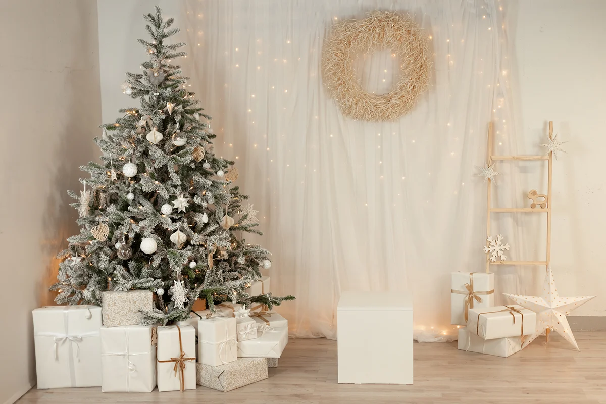 Silver and gold decor of Christmas tree