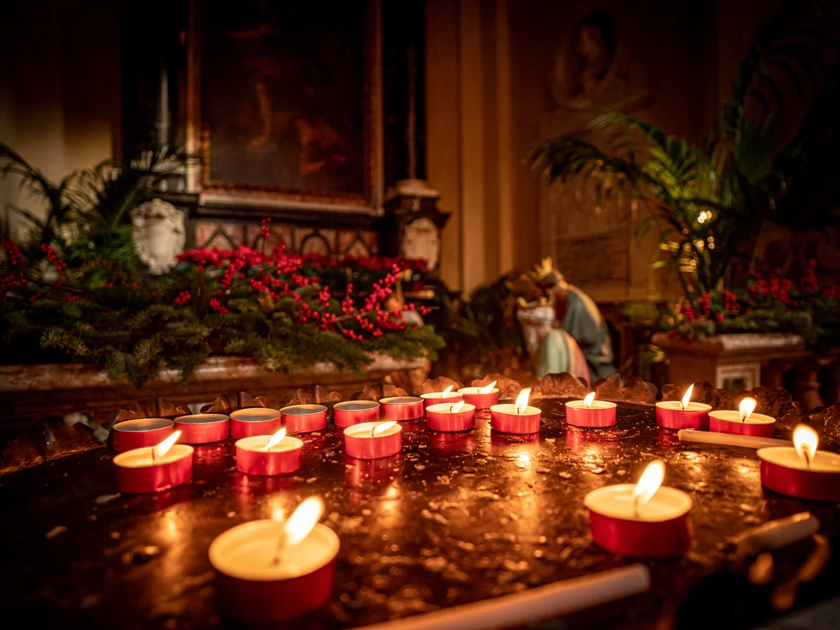 Christmas candles in a church