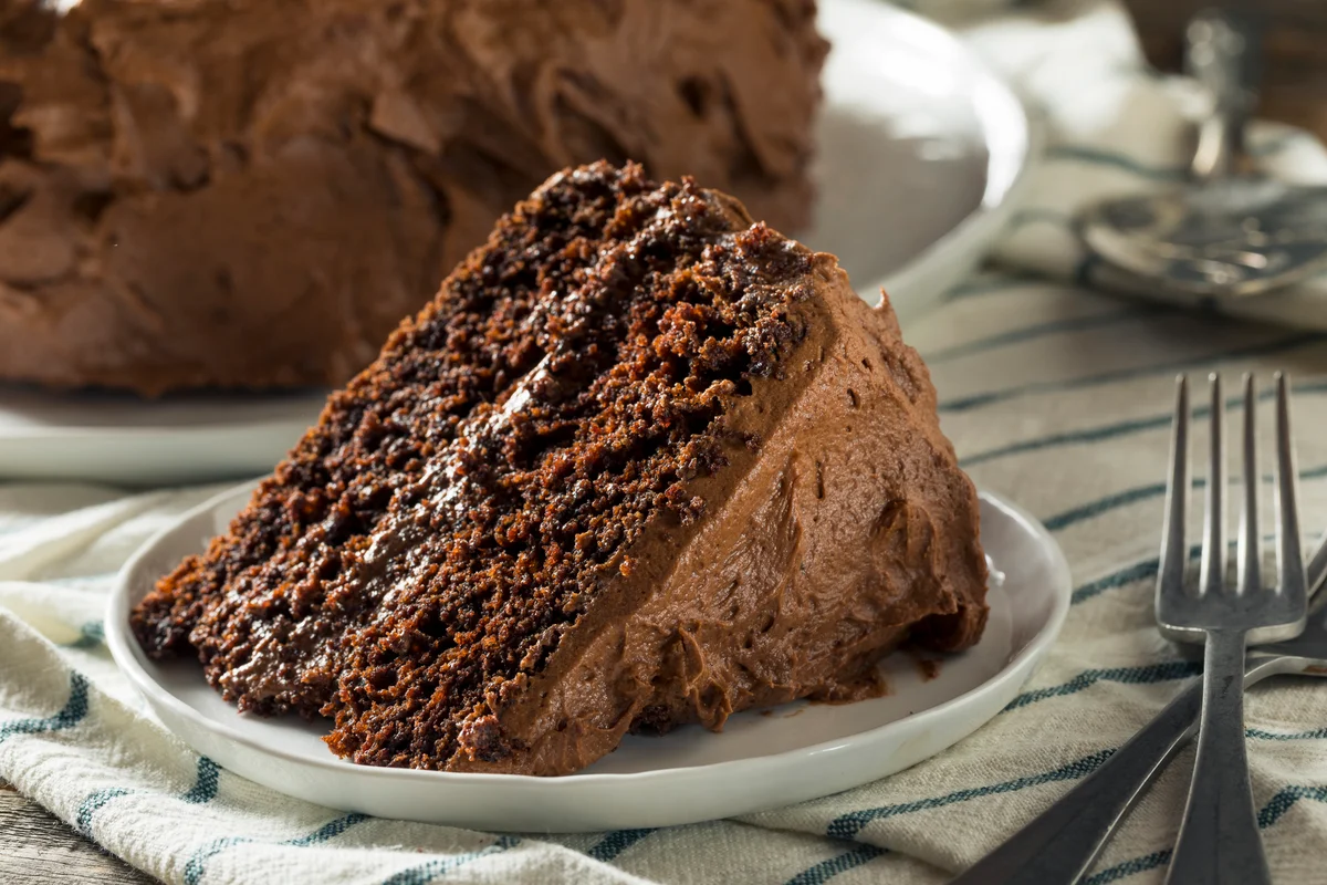 slice of vegan chocolate cake