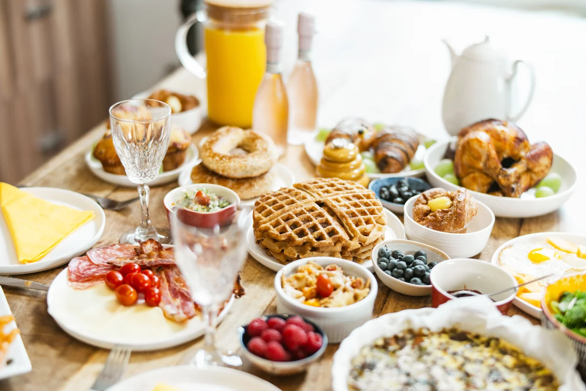 Brunch table set up at home