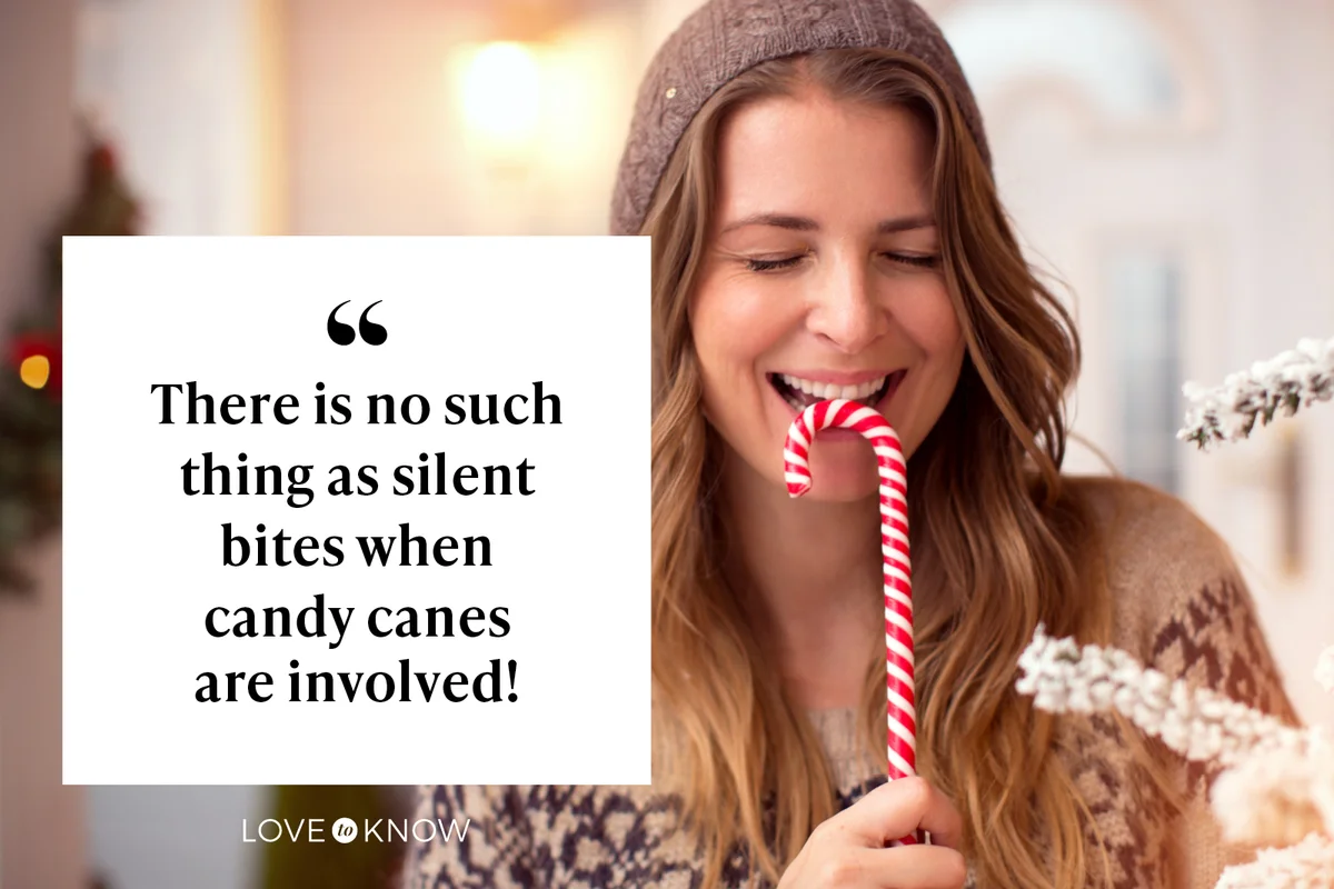 Woman biting a candy cane