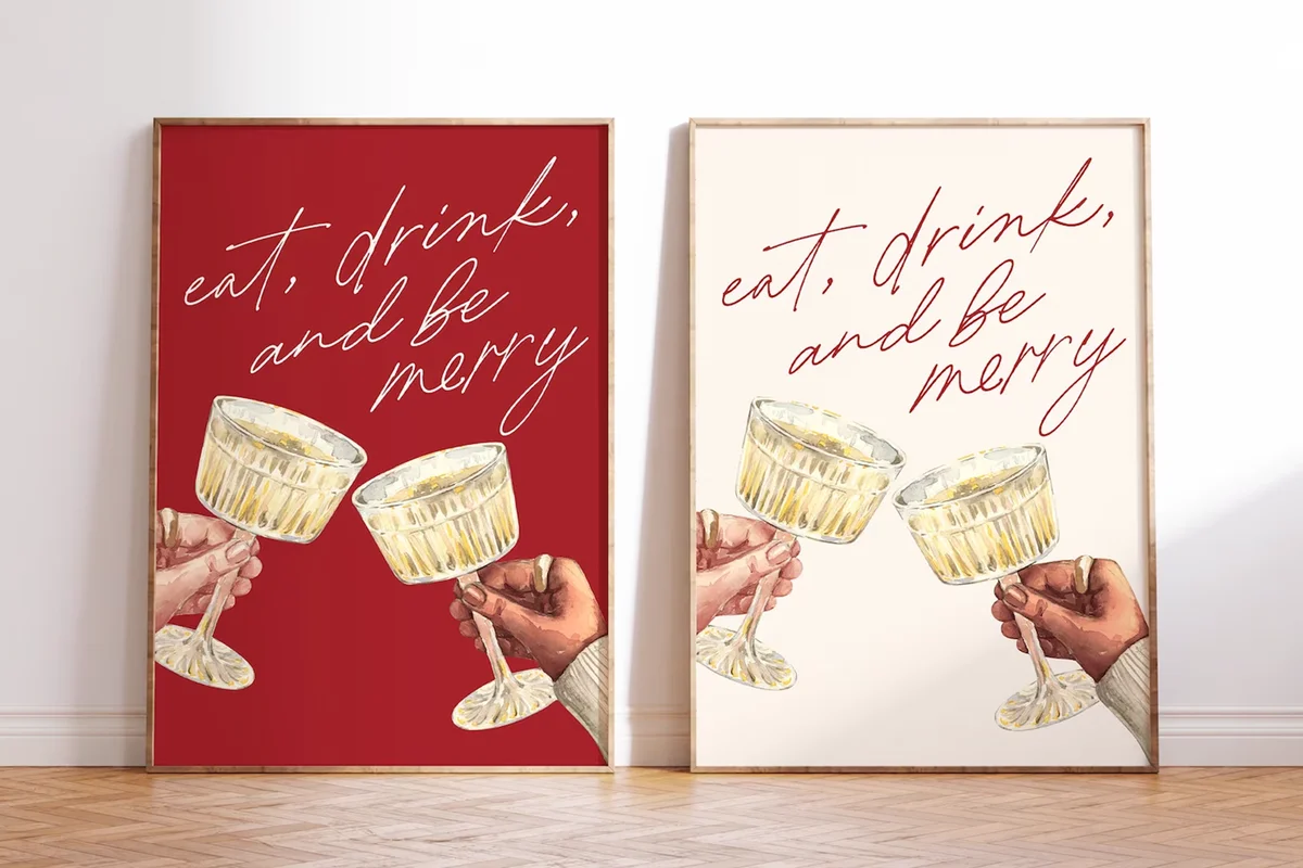christmas bar cart print christmas decor cheers print