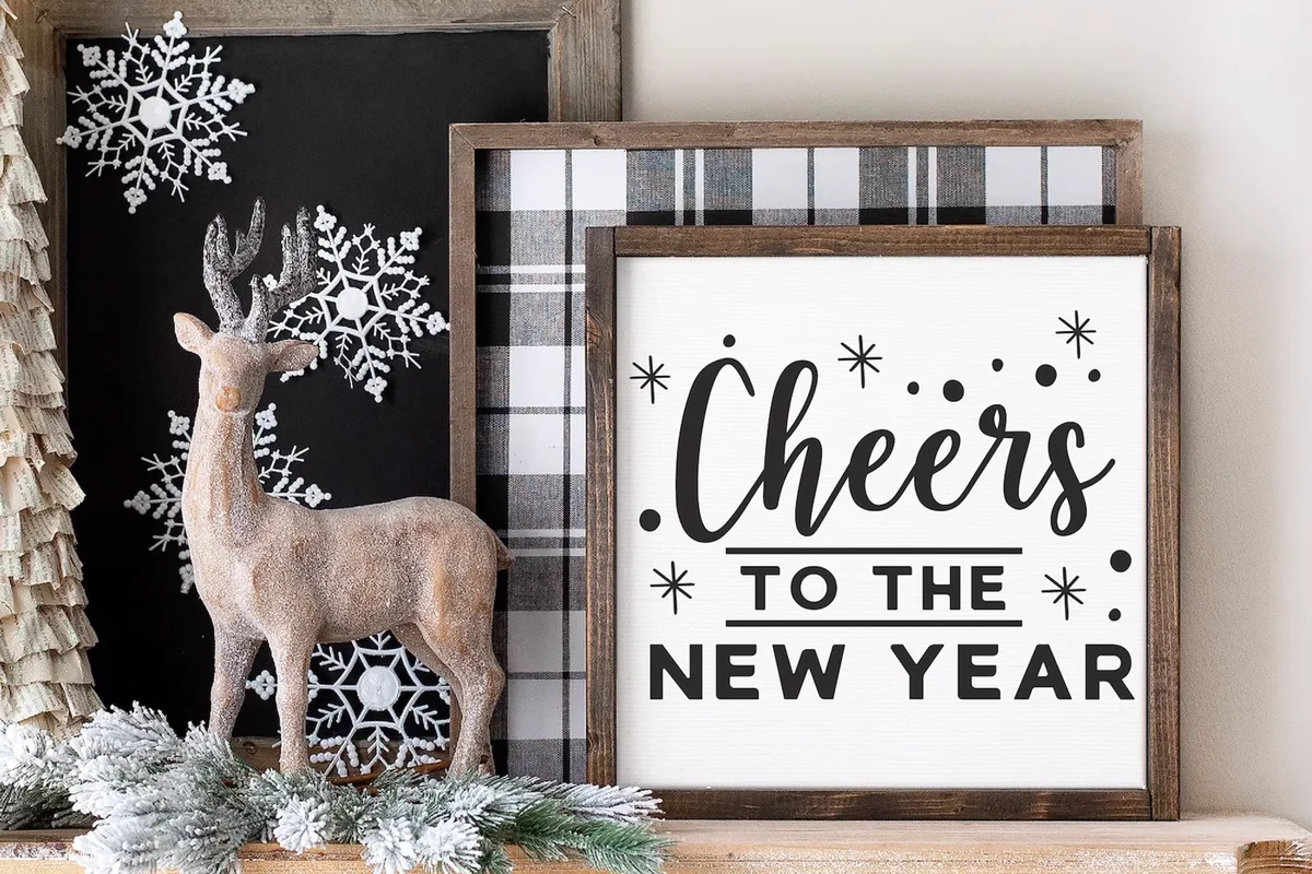 Cheers to the New Year 2023 New Year Decor Framed Canvas
