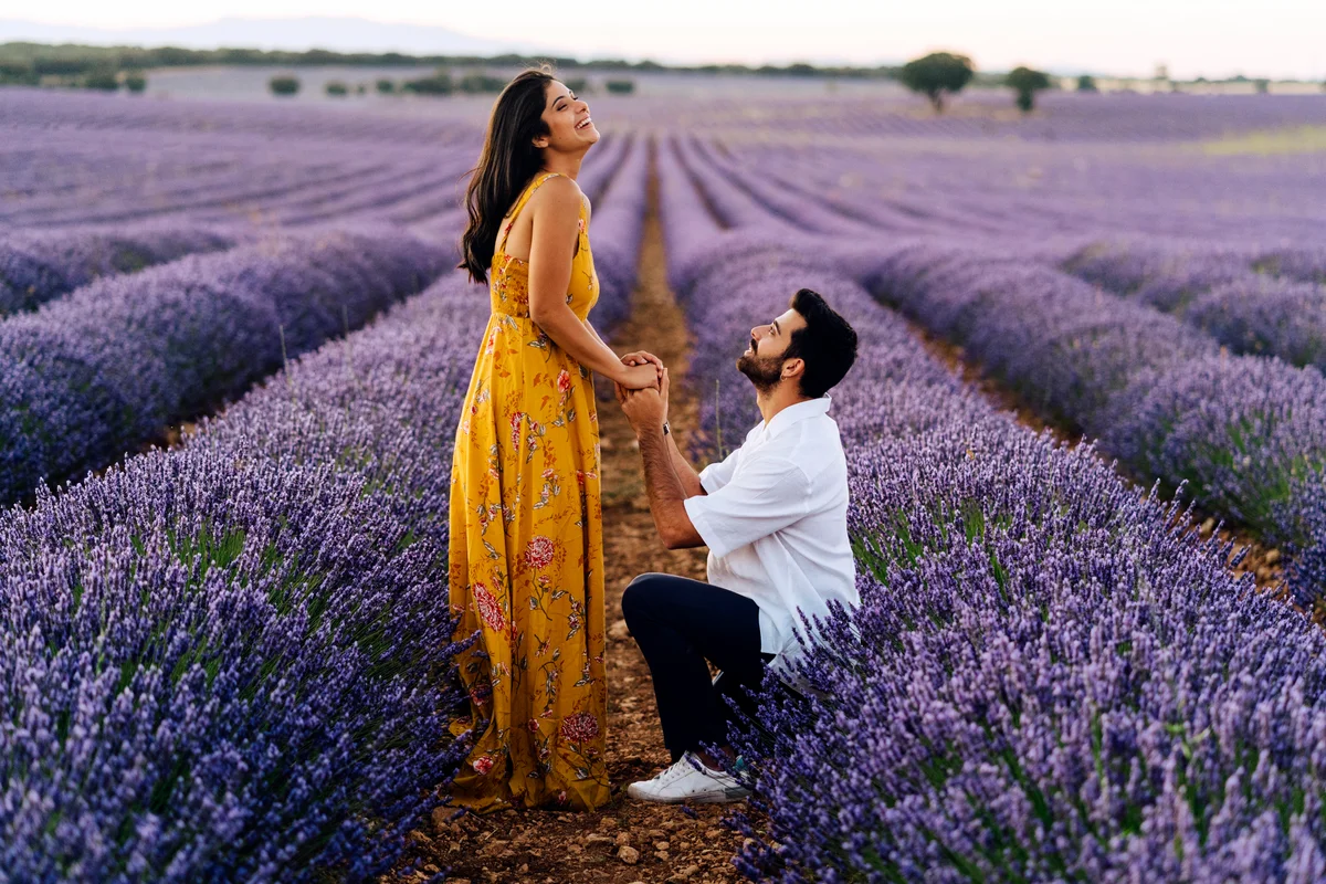 proposal in a lavender field
