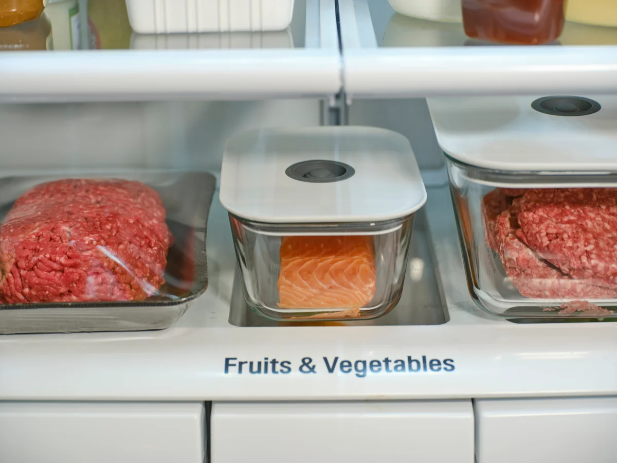 meat stored in the fridge