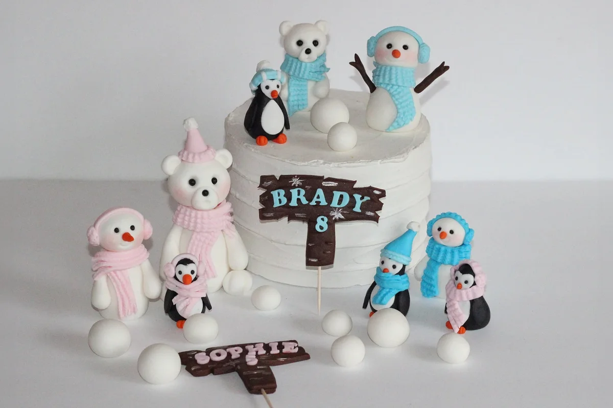 Fondant Winter Wonderland Sets Cake Decoration Snowman