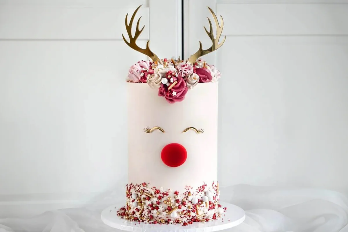 Modern Rudolf Antler Set Christmas Cake Topper Antler Eyes