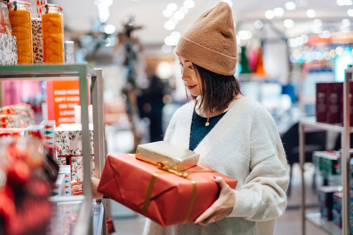 woman shopping Christmas gifts