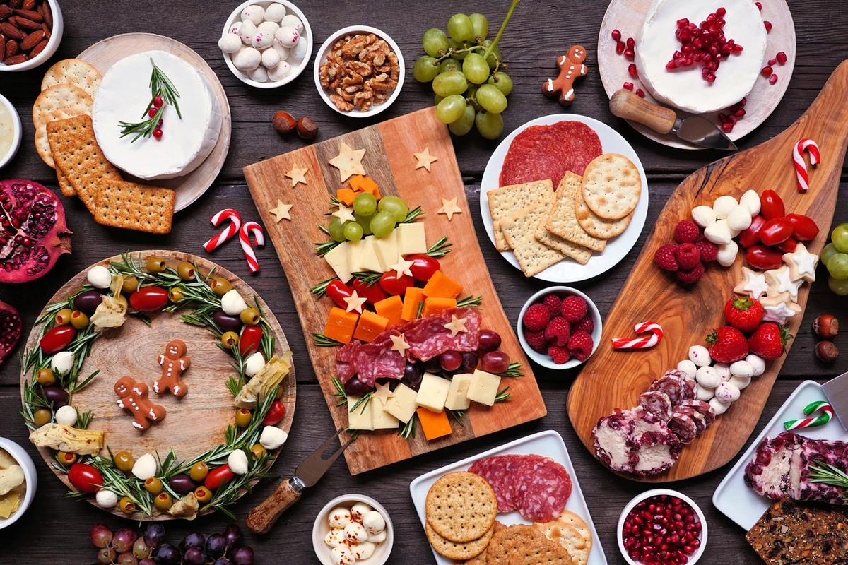 Christmas charcuterie table scene