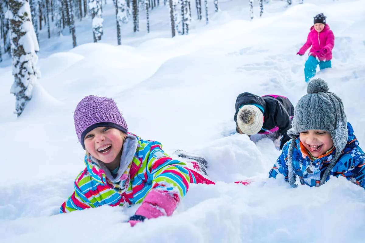 kids playing in snow