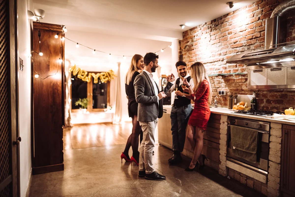 Friends in the kitchen on NYE