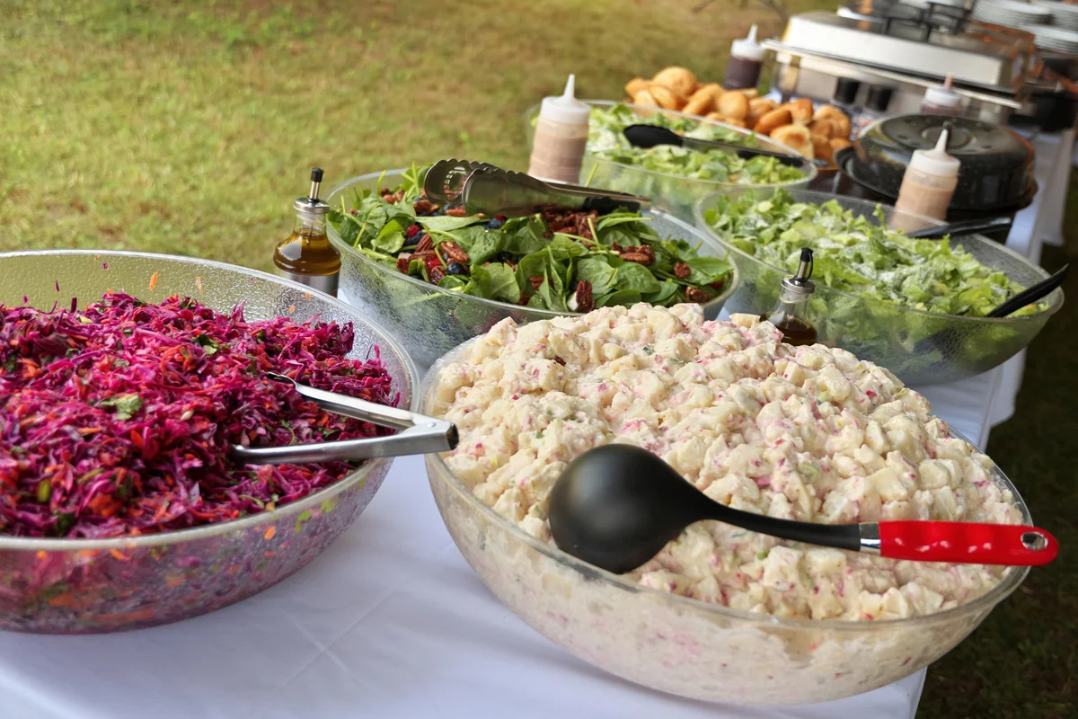 potato salad on a buffet
