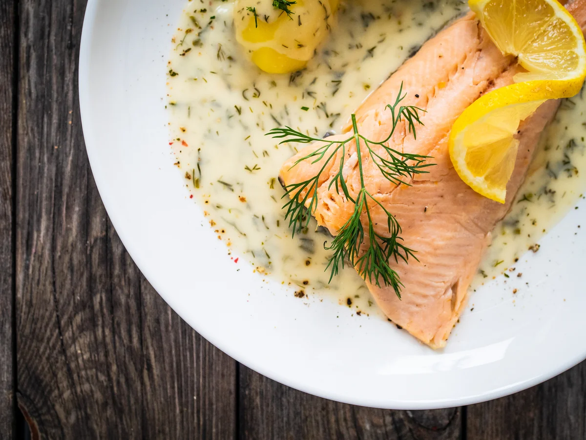 creamy herb sauce with salmon