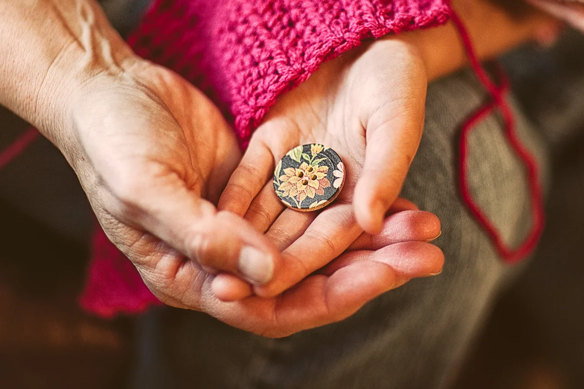 Grandmother and granddaughter's hands
