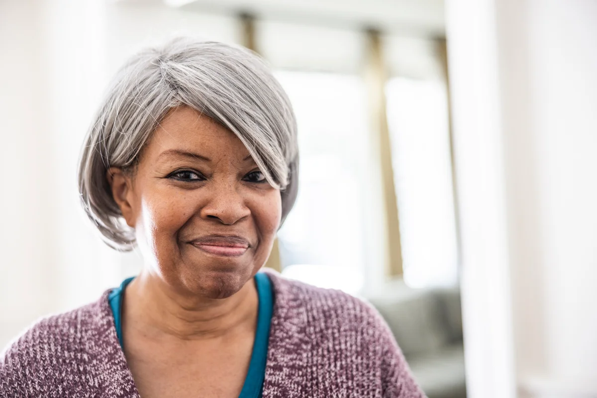 Portrait of senior woman at home