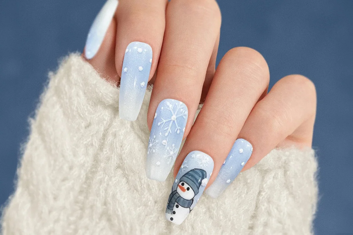 Cute Snowman Christmas Holiday nails