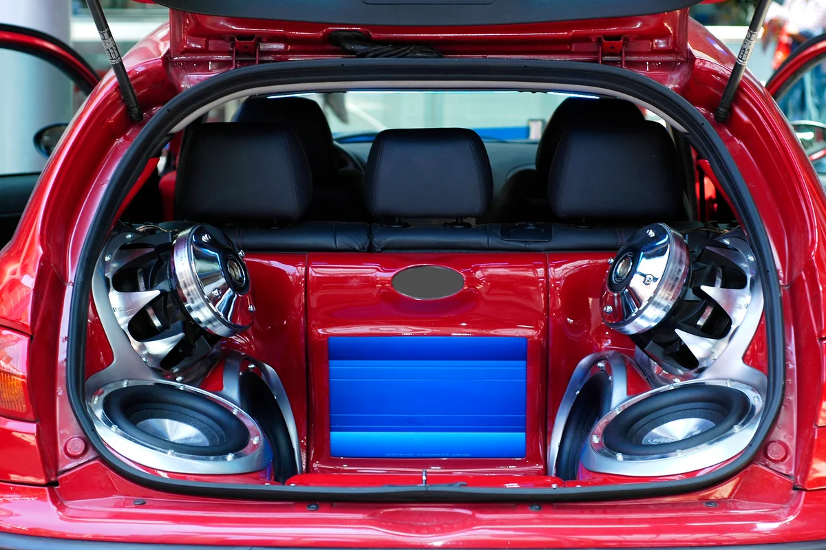 Big speakers installed in a car's trunk