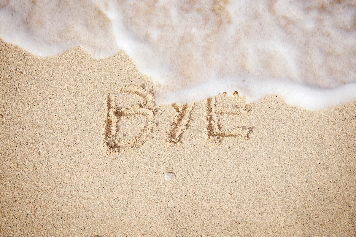Bye message being washed away