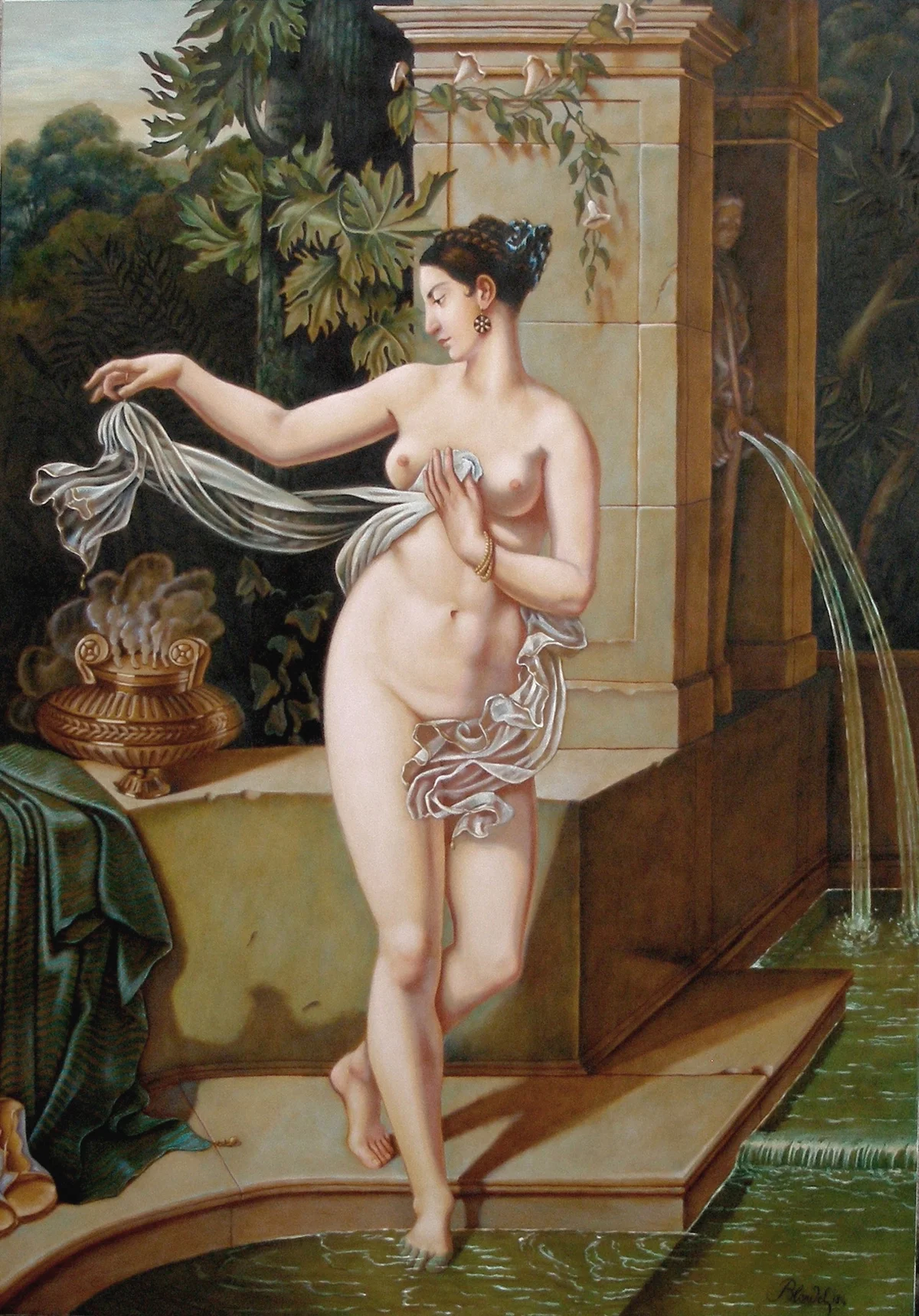 Faithful replica by John Parker, after an original 1814 oil painting by Merry-Joseph Blondel, which was lost with the sinking of the RMS Titanic in 1912.