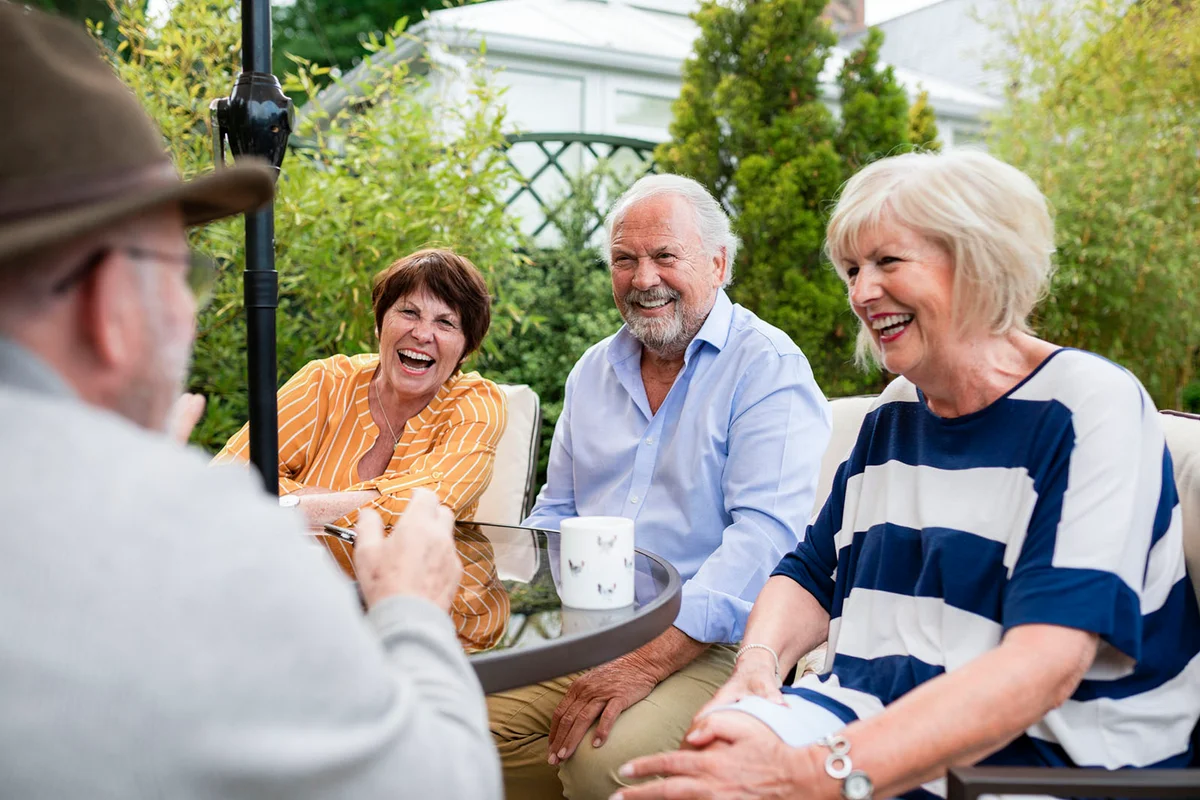 Friends Having a Laugh in the Garden