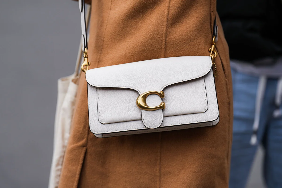 white matte leather shoulder bag from Coach