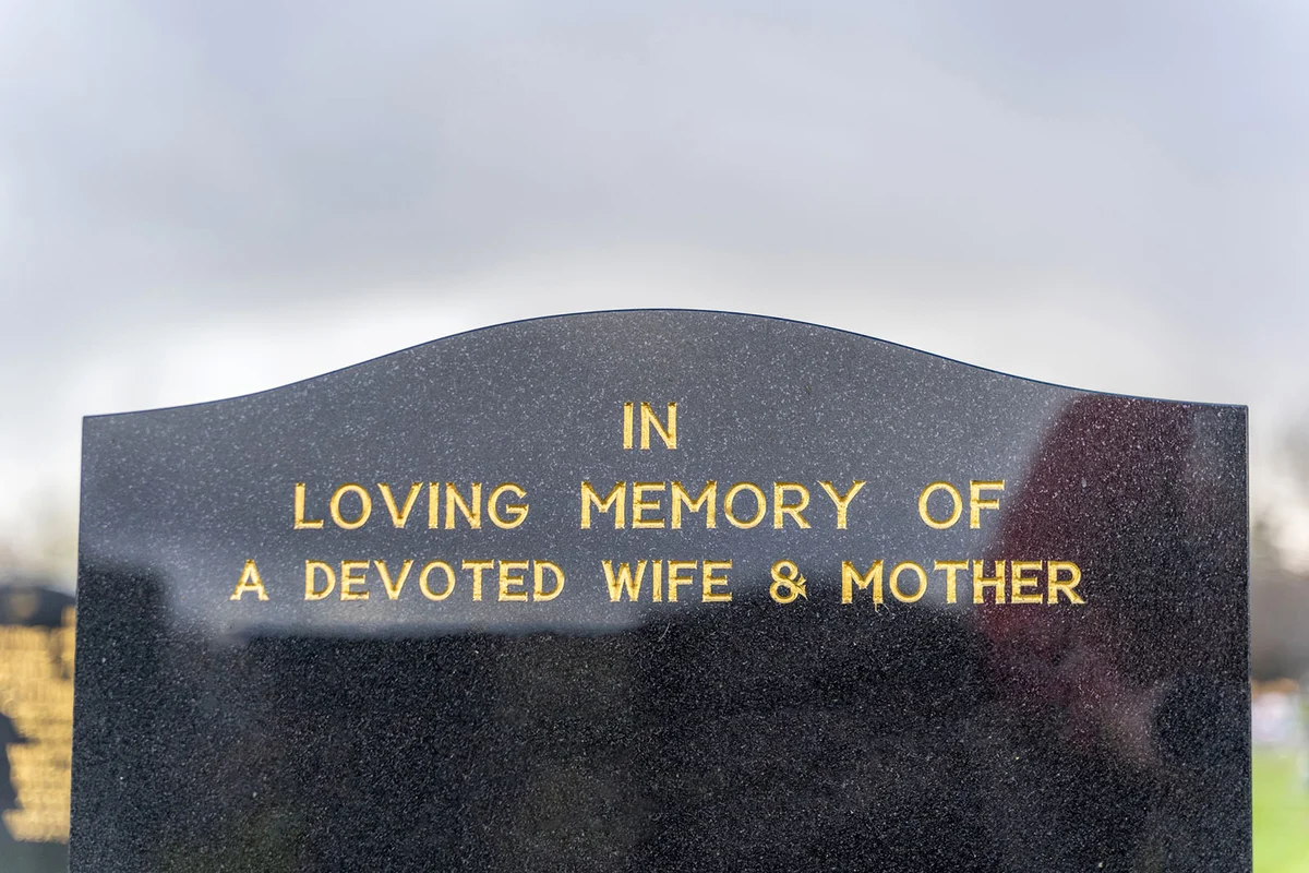Gravestone inscription for mother wife