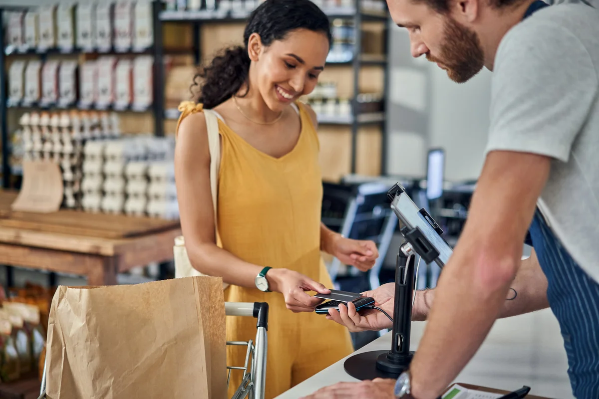 woman with debit card