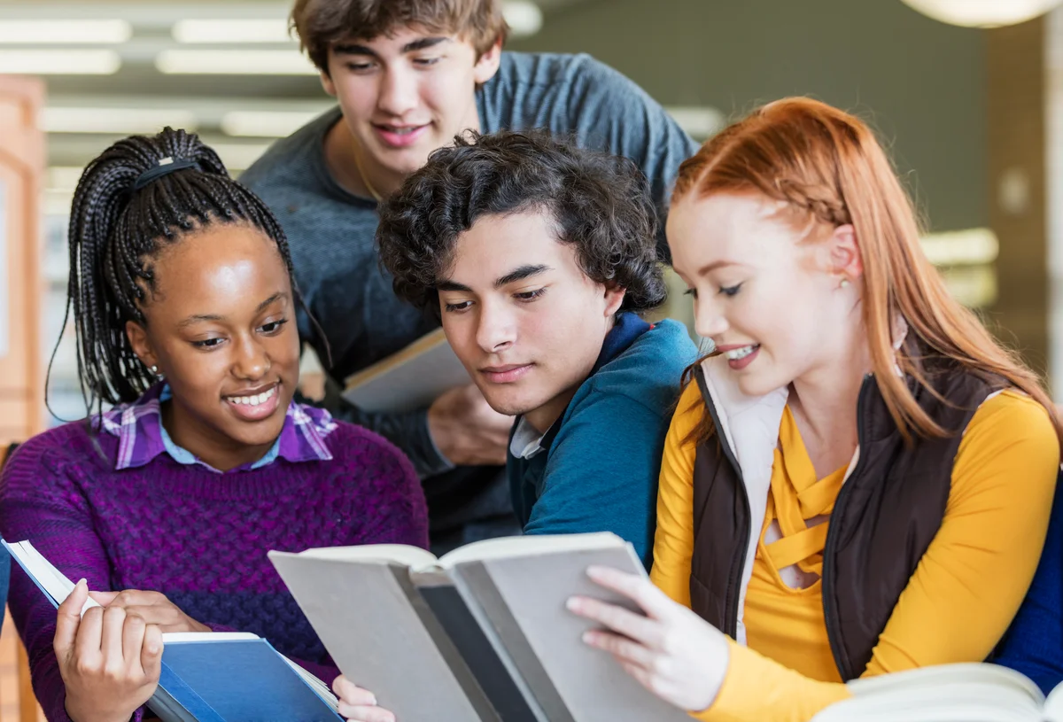 high school students reading