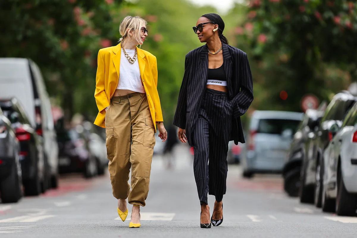 Fashionable friends with cargo pants