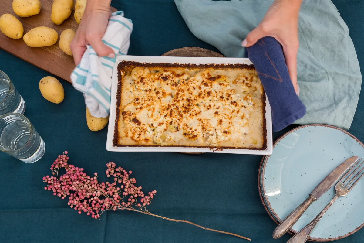 serving a casserole