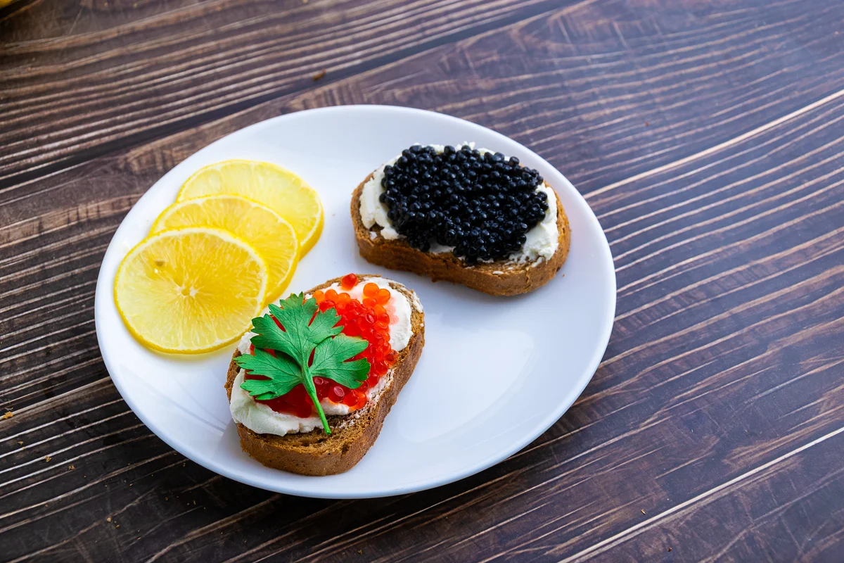 caviar on pumpernickel