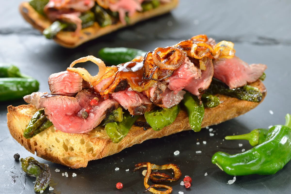 shaved beef on toast