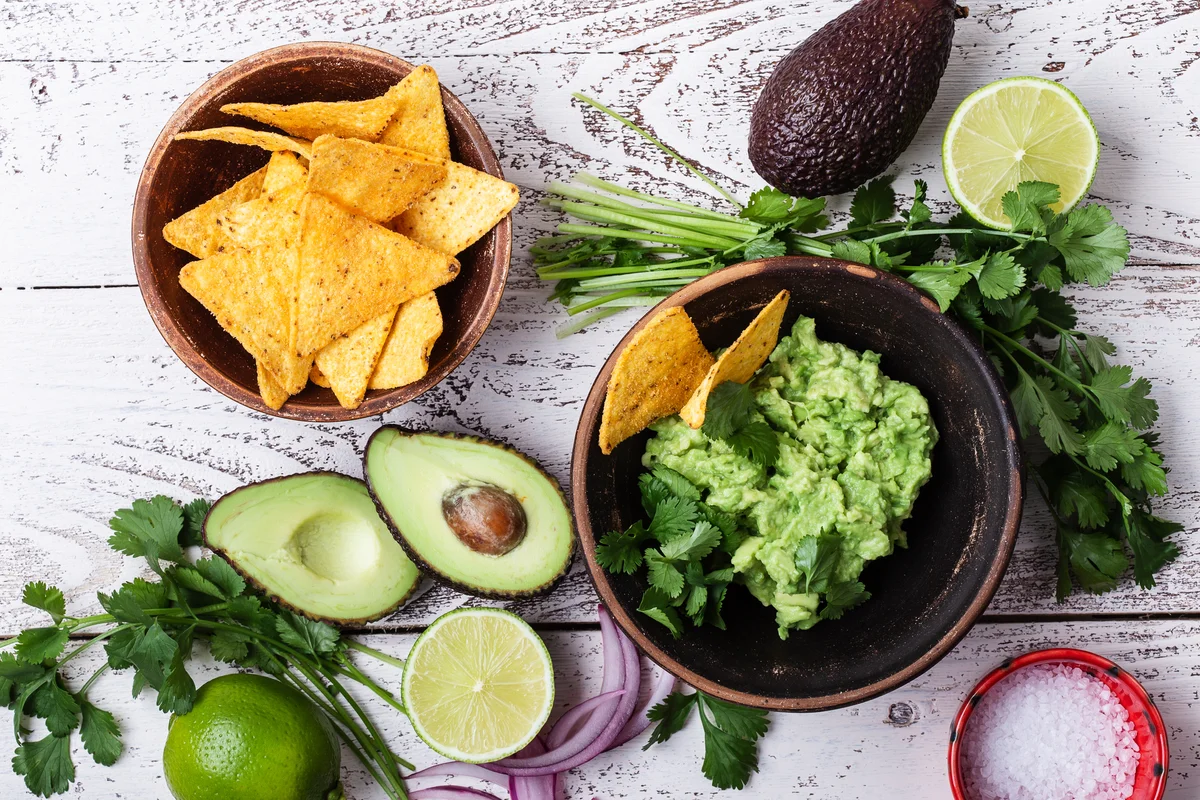 guacamole and ingredients