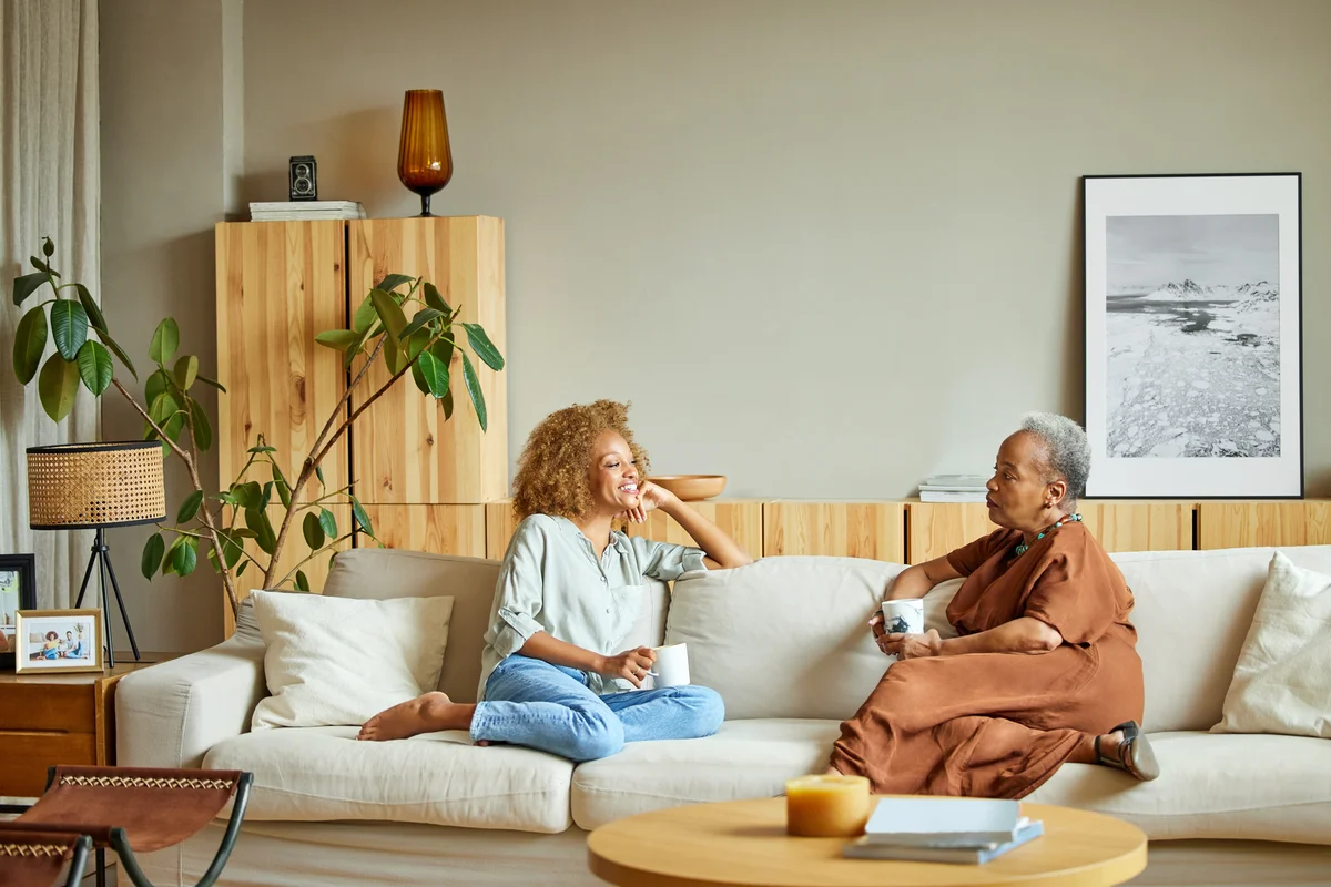 mom and daughter talking