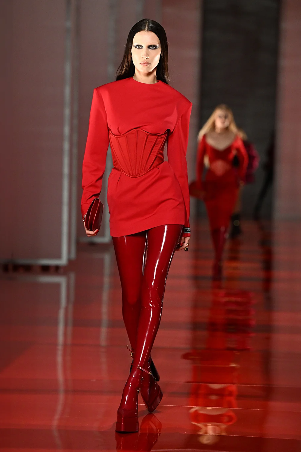 Bella Hadid walks the runway at the Versace fashion show during the Milan Fashion Week F/W 22/23