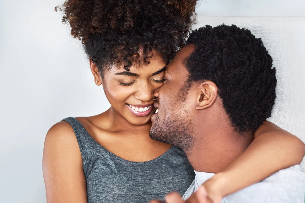 Happy couple kissing