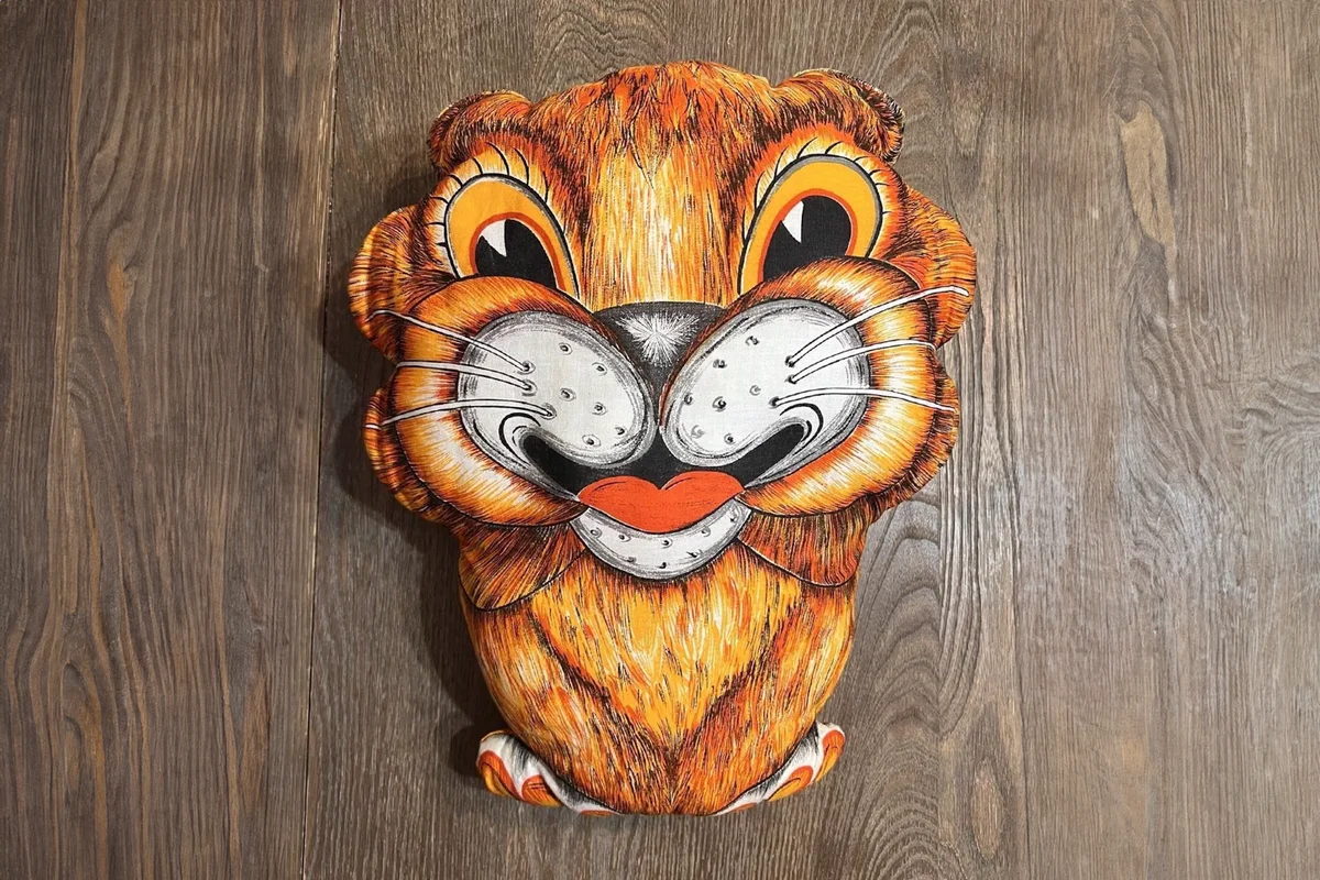 Vintage Richard The Lion Throw Pillow Cut & Sew 1960s Cartoon Big Eyes