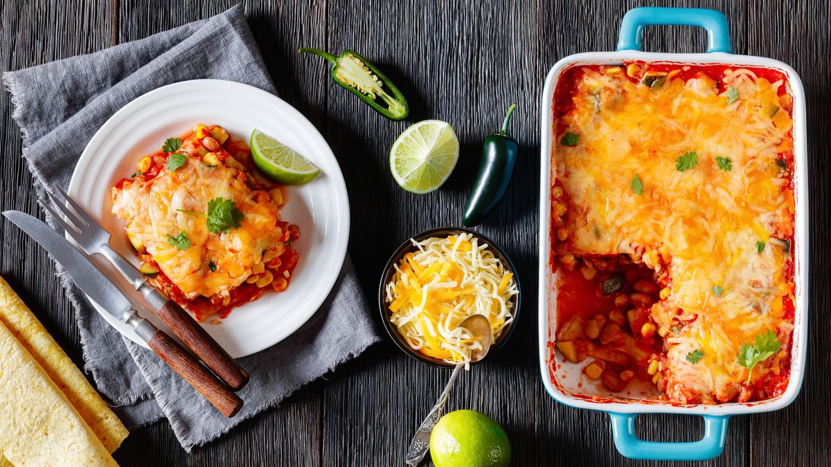 Our Vegan Enchilada Casserole Recipe Is a Flavor Fiesta